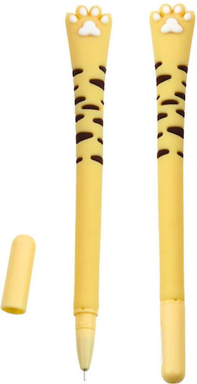 Gel-Stift Katzenpfote Blauer Tintenverschluss Streifen Gelb 16,5 cm Lang