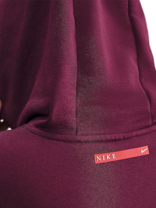 Lang Damen Sweatshirt Kapuzen Bordeaux