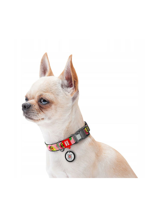 Collar Waudog Nylon Collar Qr Passport Plastic Fastex Avocado On Pink Pattern M 20mm/28-40cm