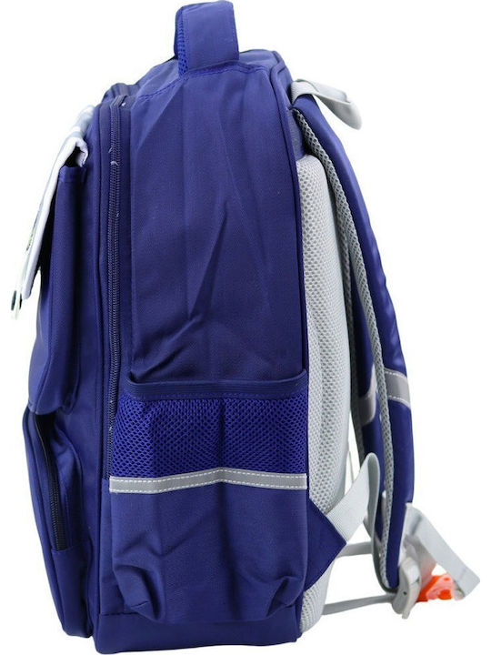 School Backpack Dinosaur Patches Chest Strap Navy 39x27x15cm
