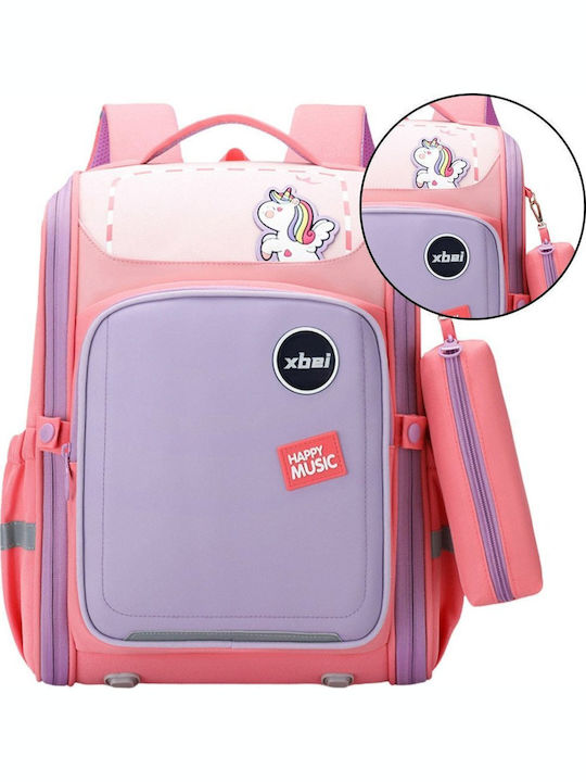 School Backpack Unicorn Chest Strap Pastel Pink 21l 39cm