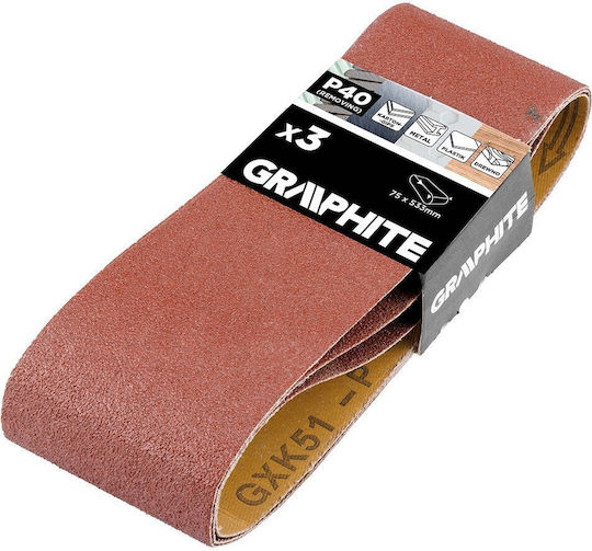 Graphite Tαινία Λείανσης K40 75x533mm Σετ 3τμχ
