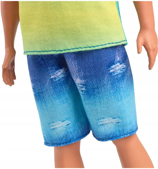 Barbie Boy Doll Fashionistas Blue And Green Ombre Tank With Jean Shorts And Silver Sneakers For 3+ Years