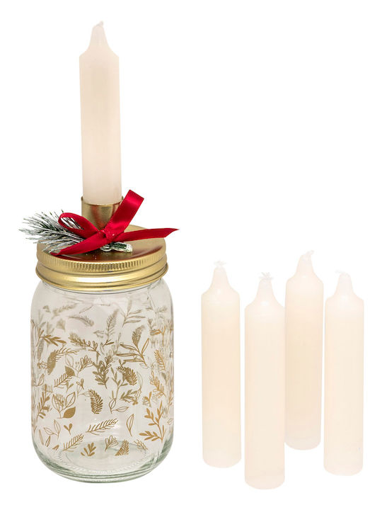 Christmas Glass White Candlestick 4pcs