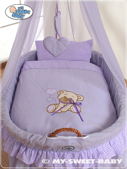 My Sweet Baby Moses Basket with Stand & Canopy Purple