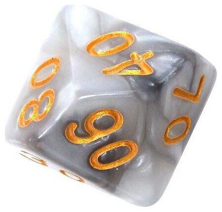 Rebel RPG Dice Set Two-Tone Steel-White Gold Numbers