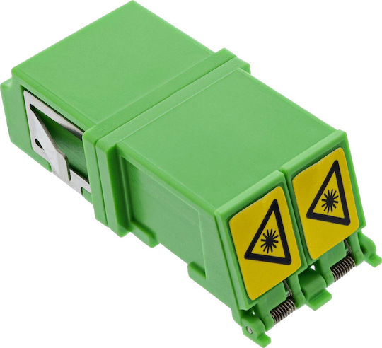 Inline Fiber Optic Coupler Duplex Lc Lc Singlemode Green Shutter Ceramic Sleeve