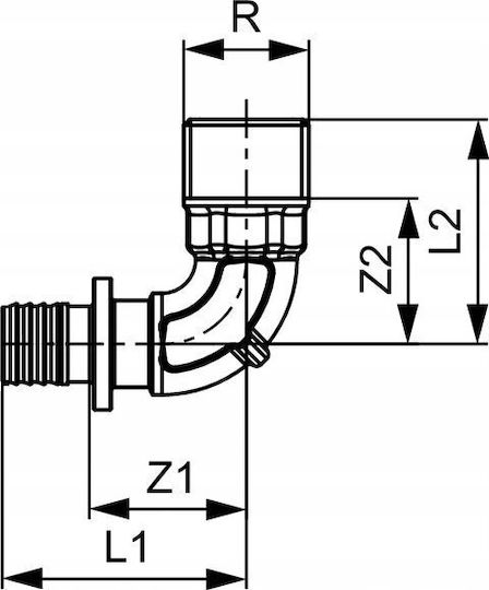 Tece Γωνιακός Σύνδεσμος Gz 25x3/4" Ορείχαλκος 707525