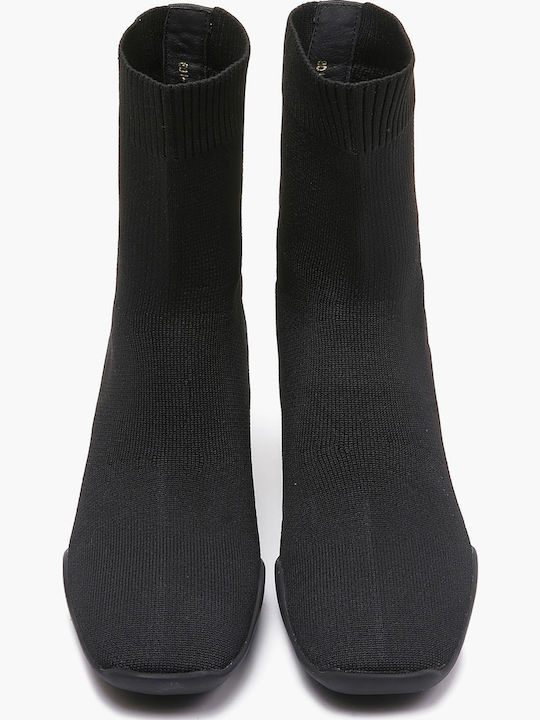 Leather Women's Ankle Boots with Medium Heel Black