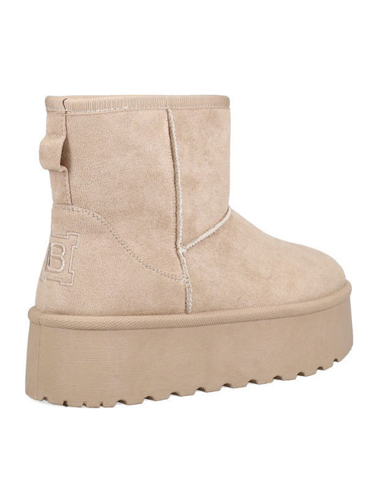 Stiefeletten Damen mit Pelz Beige