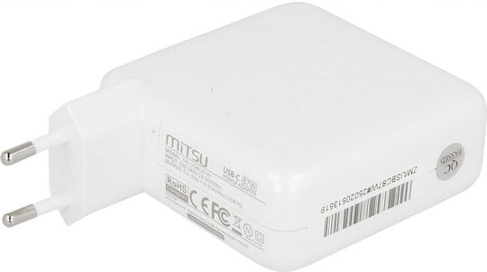 Mitsu 87w Usb-c Power Adapter Usbc 5-20.2v 3-4.3a White Notebook