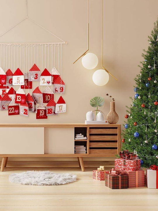 Vilde Advent Calendar On A Stick Hanging Felt Red 70x60 Cm