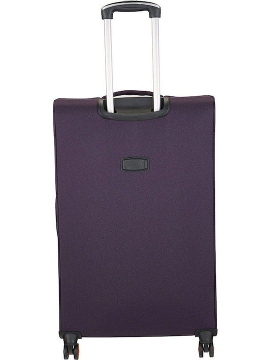RCM Fabric Purple Travel Suitcases Set of 3 with 4 Wheels