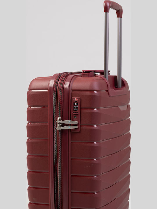 Paulter Cabin Hard Burgundy Suitcase with 4 Wheels Height 55cm