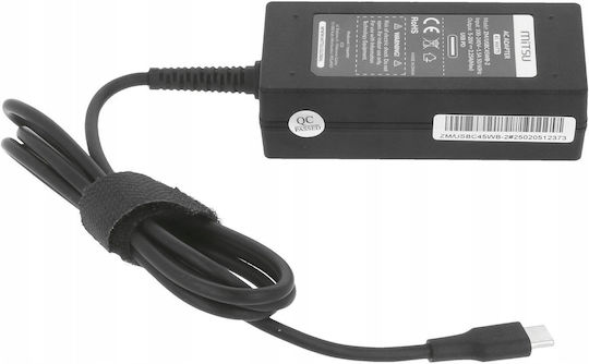 Mitsu 45w Usb-c Power Adapter Usbc 5-20v 2-3a Black Notebook