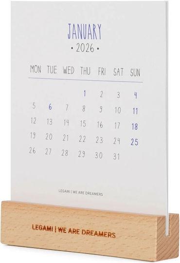 Monthly Diary Wooden Base 2026 Aphorisms 13x10.5 Legami