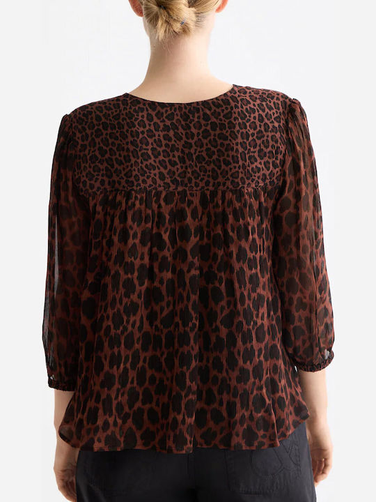 Scotch & Soda Contrast Yoke Blouse Leopard