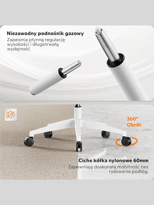 Καρέκλα Γραφείου με Μπράτσα White-grey SENSE7