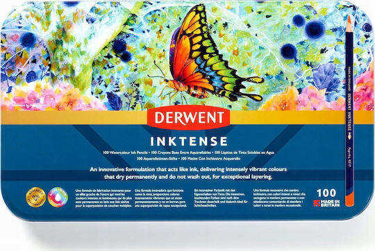 Молив Derwent Inktense 100 Бр Метална Кутия