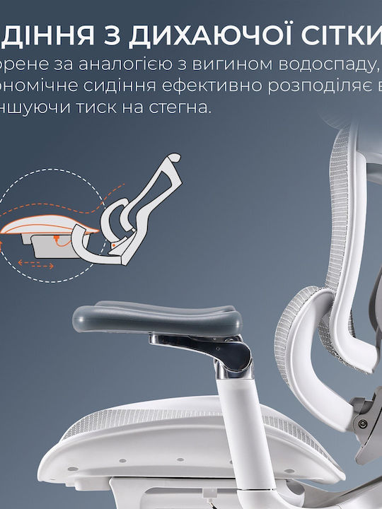 Καρέκλα Γραφείου με Μπράτσα Λευκή Doro C300 Pro Sihoo