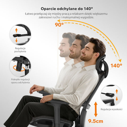 SENSE7 Stuhl Büro mit Armen Black