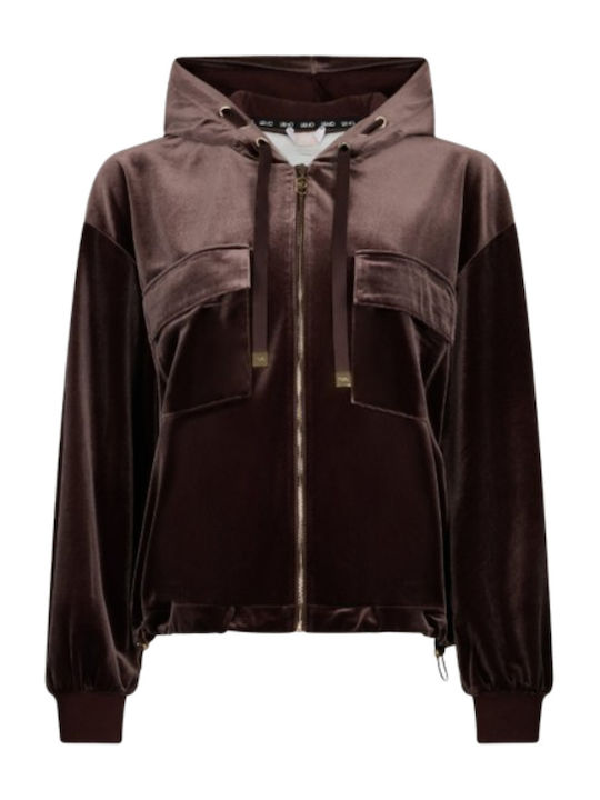Women's Sweatshirt Jacket Hooded Brown