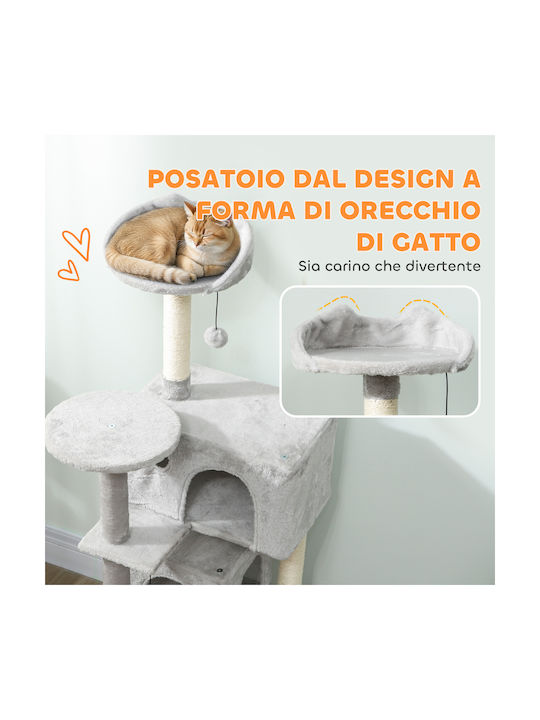 Pawhut 140 Cm Cat Tree Multiple Levels Sisal Scratching Posts Caves Platforms Plush Hammock Ladder Toy Balls