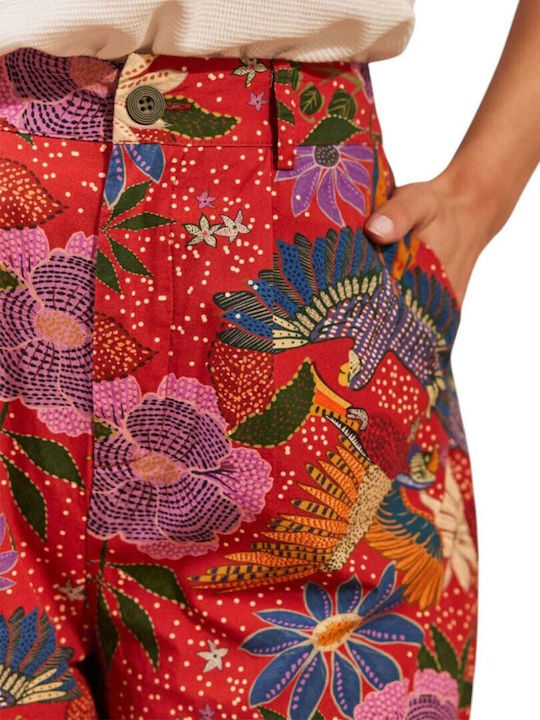 Γυναικεία Παντελόνα σε Carrot Εφαρμογή Floral Floral Red