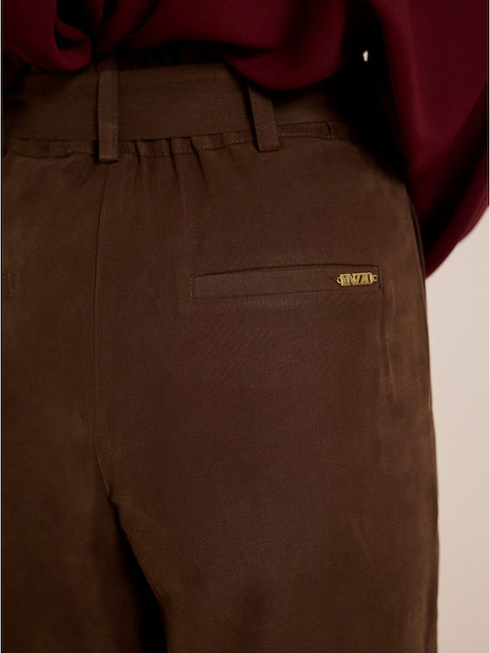 Damen Stoff Hose Brown