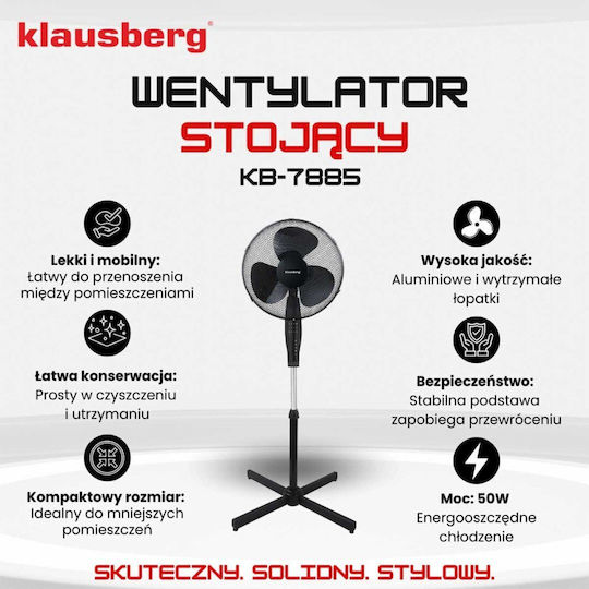 Klausberg Kb-7885 Ανεμιστήρας Ορθοστάτης Μαύρος