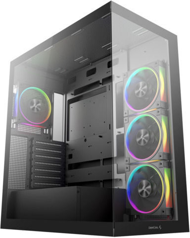 Deepcool CG580 4F V2 Геймърско бюро Midi Tower Компютърна кутия със страничен прозорец и ARGB осветление Черен