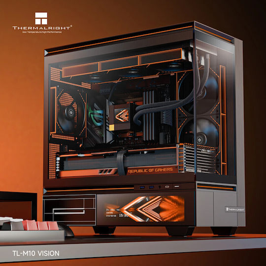 Thermalright TL-M10 Vision Gaming Micro Tower Кутия За Компютър Със Страничен Прозорец И ARGB Осветление LCD Дисплей