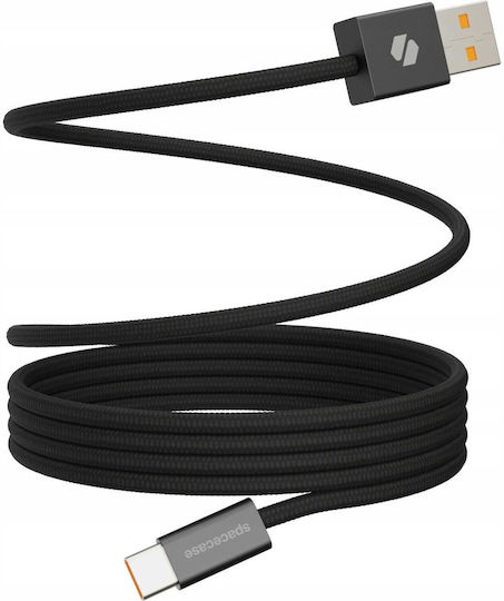 Spacecase Магнитен / Плетена USB 2.0 Кабел USB-C мъжки - USB-A мъжки 32W Черен 1м