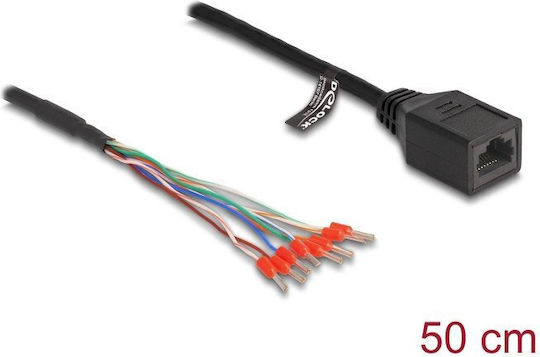Delock Rj45 Weibliches Kabel Kabelklemmen Cat.5e 50 Cm Schwarzes