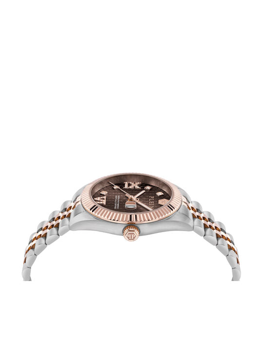 Philipp Plein Lady Γυναικείο Ρολόι 34mm Μπαταρίας με Ροζ Μεταλλικό Μπρασελέ