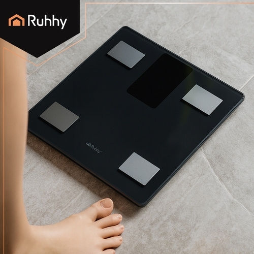 Ruhhy Smart Badezimmerwaage mit Bluetooth in Schwarz Farbe