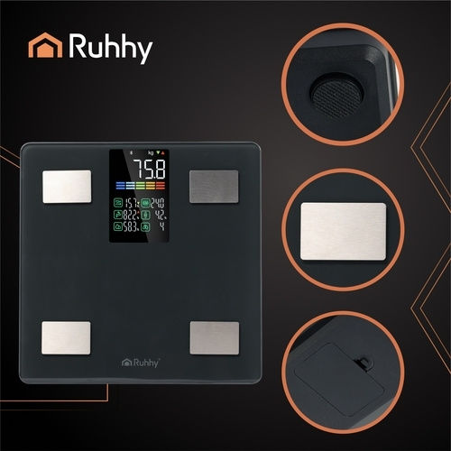 Ruhhy Smart Badezimmerwaage mit Bluetooth in Schwarz Farbe