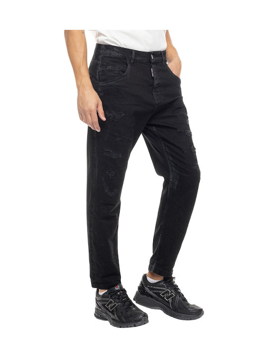 Monaco Men's Jeans Pants Cropped Elastic Black
