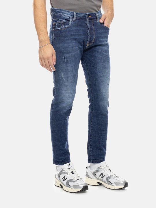 Men's Jeans Pants Cropped Elastic Blue