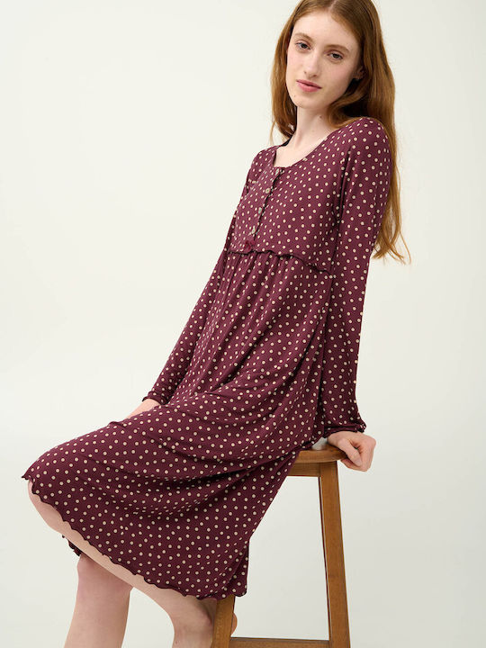 Vamp Nightgown Maternity & Nursing Bordeaux