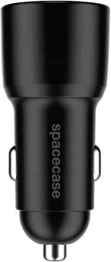 Spacecase Spacecase Autoladegerät 60W 2.5A Schnellladen mit Anschlüssen 1xUSB-A 1xType-C Schwarz Farbe