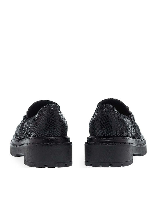 Leder Damen Mokassins in Schwarz Farbe