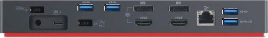 Lenovo ThinkPad Dock / Thunderbolt 3 / USB-C Docking Station με HDMI/DisplayPort 4K Ethernet Μαύρο