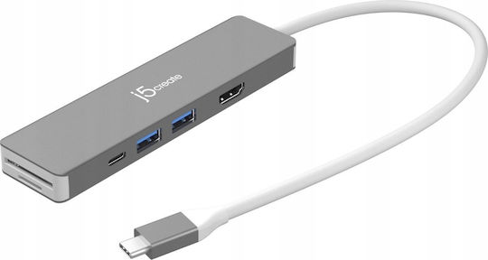 J5create JCD390 USB-C Docking Station με HDMI 4K PD Γκρι