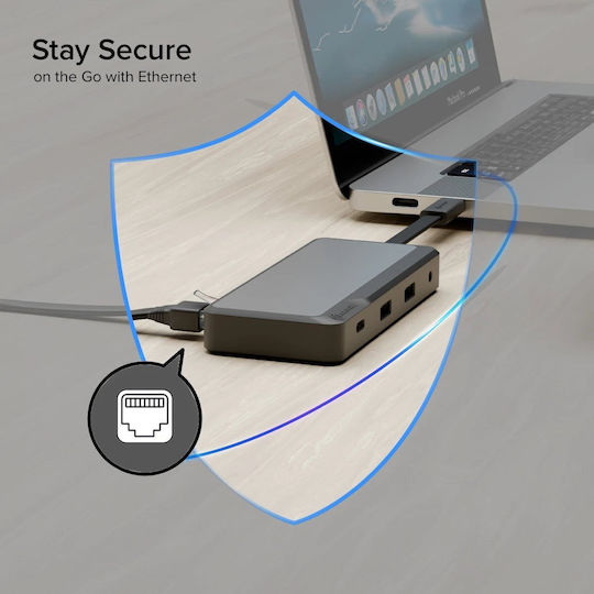 Alogic Fusion USB-C Docking Station με HDMI/DisplayPort 4K PD Ethernet και σύνδεση 3 Οθονών Γκρι