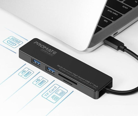 Promate LinkHub-C USB-C Docking Station with HDMI 4K Black