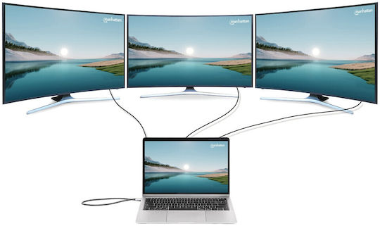 Manhattan USB-C Docking Station με HDMI/DisplayPort 4K PD Ethernet (190305)