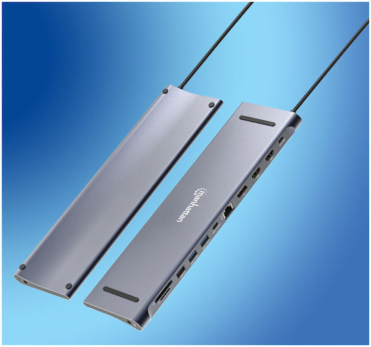 Manhattan USB-C Docking Station με HDMI/DisplayPort 4K PD Ethernet (190305)
