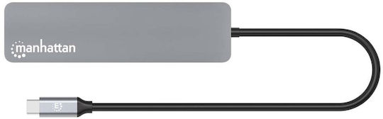 Manhattan USB-C Docking Station με HDMI 4K PD Ethernet Γκρι (190442)