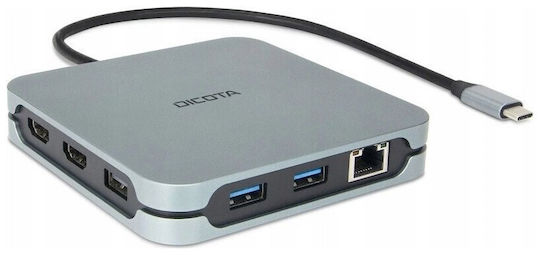 Dicota USB-C Docking Station με HDMI 4K PD Ethernet Γκρι